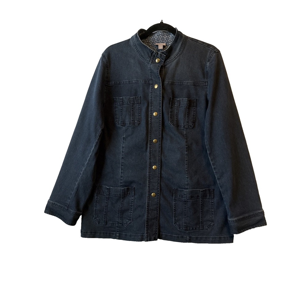 J. Jill Navy Snap-Front Utility Jacket